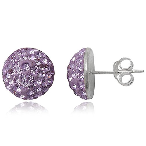 EYS JEWELRY Ohrstecker Damen Halbkugeln rund 925 Sterling Silber Preciosa Elements Glitzer Kristalle lavendel-lila Damen-Ohrringe von EYS JEWELRY