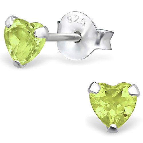 EYS JEWELRY Ohrstecker Damen Herz 925 Sterling Silber Peridot hell-grün Damen-Ohrringe von EYS JEWELRY