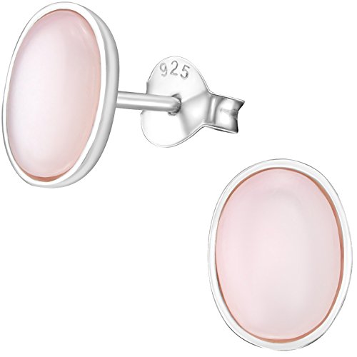 EYS JEWELRY Ohrstecker Damen Oval 925 Sterling Silber Perlmutt Muschel rosa-pink Damen-Ohrringe von EYS JEWELRY