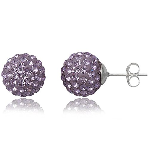EYS JEWELRY Ohrstecker Damen Perlen 925 Sterling Silber Preciosa Elements Glitzer Kristalle lavendel-lila Damen-Ohrringe von EYS JEWELRY