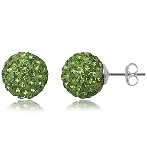 EYS JEWELRY Ohrstecker Damen Perlen 925 Sterling Silber Preciosa Elements Glitzer Kristalle peridot-grün Damen-Ohrringe von EYS JEWELRY