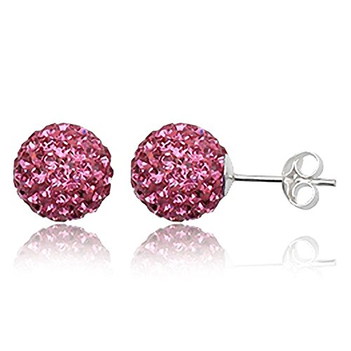 EYS JEWELRY Ohrstecker Damen Perlen 925 Sterling Silber Preciosa Elements Glitzer Kristalle pink Damen-Ohrringe von EYS JEWELRY
