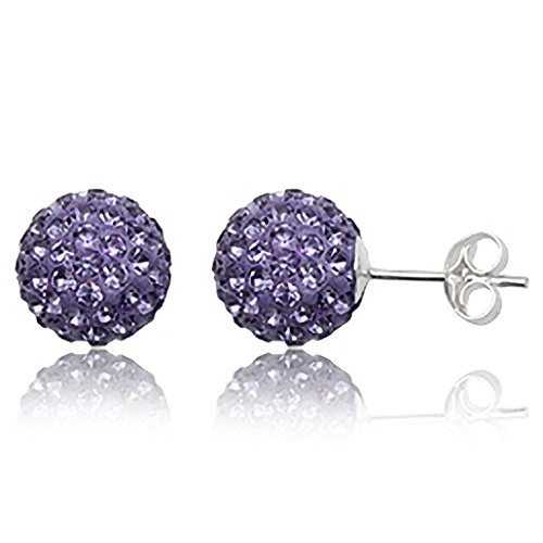 EYS JEWELRY Ohrstecker Damen Perlen 925 Sterling Silber Preciosa Elements Glitzer Kristalle tansanit-lila Damen-Ohrringe von EYS JEWELRY