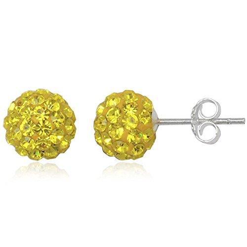 EYS JEWELRY Ohrstecker Damen Perlen 925 Sterling Silber Preciosa Elements Glitzer Kristalle zitronen-gelb Damen-Ohrringe von EYS JEWELRY