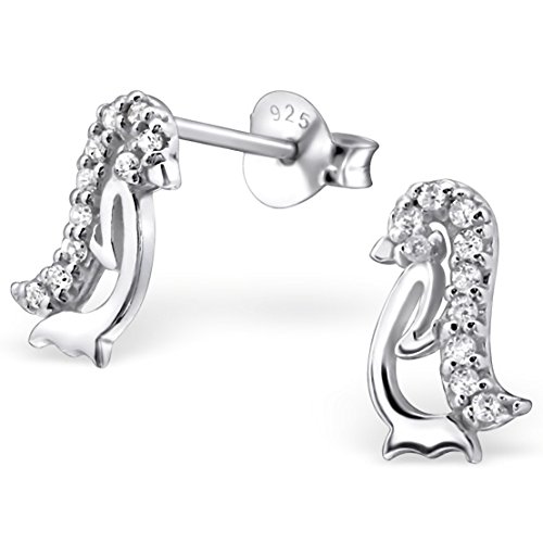 EYS JEWELRY Ohrstecker Damen Pinguin 925 Sterling Silber Zirkonia kristall-weiß Damen-Ohrringe von EYS JEWELRY