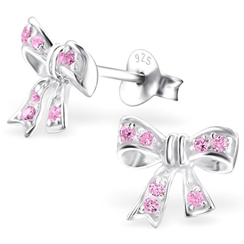 EYS JEWELRY Ohrstecker Damen Schleife 925 Sterling Silber Zirkonia rosa-pink Damen-Ohrringe von EYS JEWELRY