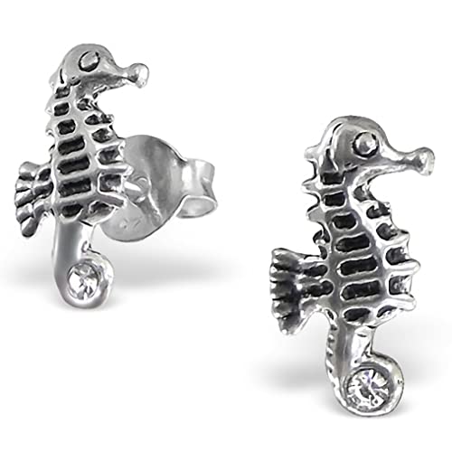 EYS JEWELRY Ohrstecker Damen Seepferdchen 925 Sterling Silber oxidiert Damen-Ohrringe von EYS JEWELRY