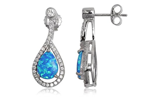 EYS JEWELRY Ohrstecker Damen Träne Tropfen 925 Sterling Silber Opal Zirkonia blau Damen-Ohrringe von EYS JEWELRY