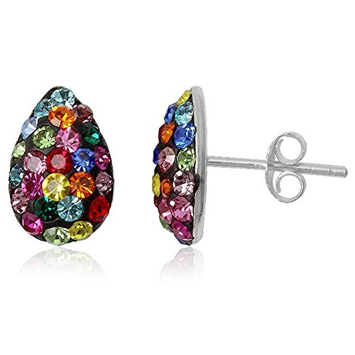 EYS JEWELRY Ohrstecker Damen Träne Tropfen 925 Sterling Silber Preciosa Elements Glitzer Kristalle bunt Damen-Ohrringe von EYS JEWELRY