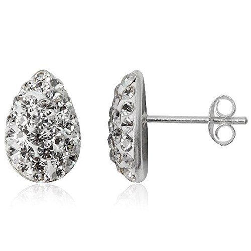 EYS JEWELRY Ohrstecker Damen Träne Tropfen 925 Sterling Silber Preciosa Elements Glitzer Kristalle kristall-weiß Damen-Ohrringe von EYS JEWELRY