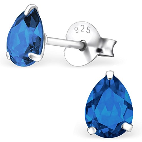 EYS JEWELRY Ohrstecker Damen Träne Tropfen 928 Sterling Silber Zirkonia saphir-blau Damen-Ohrringe von EYS JEWELRY