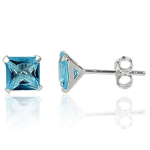 EYS JEWELRY Ohrstecker Damen eckig 925 Sterling Silber Zirkonia aquamarin-blau Damen-Ohrringe von EYS JEWELRY