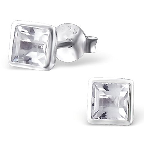 EYS JEWELRY Ohrstecker Damen eckig 925 Sterling Silber Zirkonia kristall-weiß Damen-Ohrringe von EYS JEWELRY