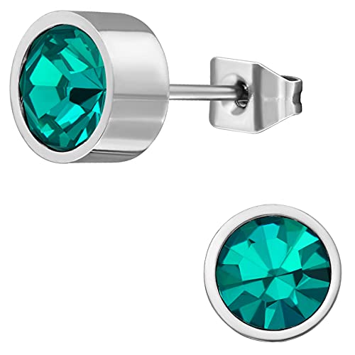 EYS JEWELRY Ohrstecker Damen rund 316L Chirurgenstahl Glitzer-Kristalle zirkon-blau Damen-Ohrringe von EYS JEWELRY