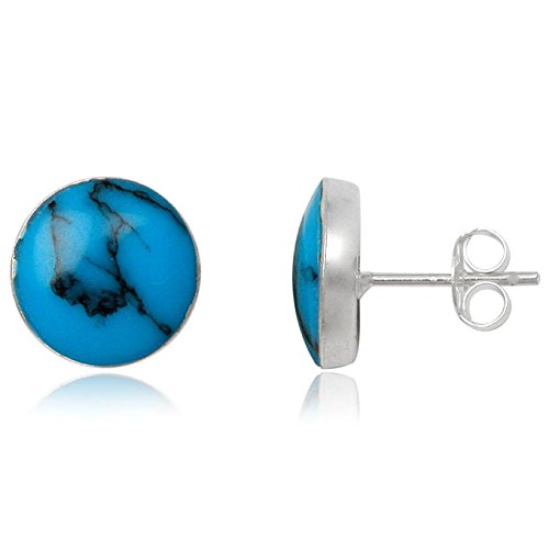 EYS JEWELRY Ohrstecker Damen rund 925 Sterling Silber Türkis grün-blau Damen-Ohrringe von EYS JEWELRY