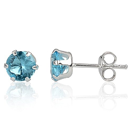 EYS JEWELRY Ohrstecker Damen rund 925 Sterling Silber Zirkonia aquamarin-blau Damen-Ohrringe von EYS JEWELRY