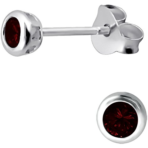 EYS JEWELRY Ohrstecker Damen rund 925 Sterling Silber Zirkonia granat-rot Damen-Ohrringe von EYS JEWELRY