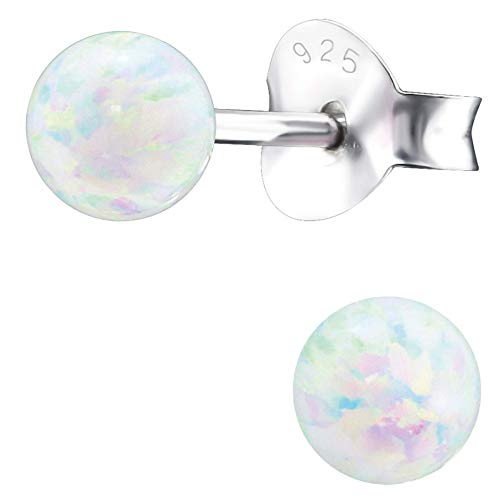 EYS JEWELRY Damen Ohrringe Perlen 925 Sterling Silber 4 mm Ohrstecker Opal Schmuck Damenohrringe Damenohrstecker von EYS JEWELRY