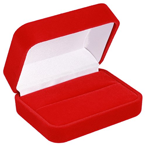 EYS JEWELRY Schmuck-Etui für Trauringe Freundschaftsringe Partnerringe 70 x 60 x 30 mm Samt rot Trauring-Box Ring-Schachtel Schatulle Geschenk-Verpackung von EYS JEWELRY