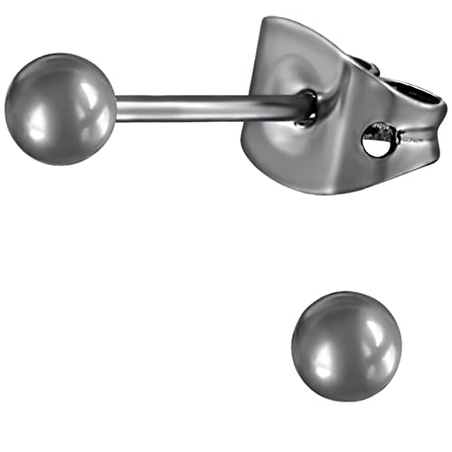 EYS JEWELY Perlen Damen Ohrringe Titan Ohrstecker silber 3 mm Kugel Geschenke für Frauen im Schmucketui von EYS JEWELRY