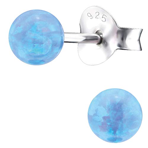 EYS JEWELRY Damen Ohrringe Perlen 925 Sterling Silber 4 mm Ohrstecker Opal Schmuck Damenohrringe Damenohrstecker von EYS JEWELRY