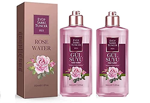 Eyüp Sabri Tuncer reines Rosenwasser Gesichtswasser ohne Alkohol - Rose Water for face I Rosenhydrolat 100% I Rosenblütenwasser Toner I Gülsuyu Rosenwasser - Rosewater Make-Up Entferner 2x350ml von EYÜP SABRİ TUNCER