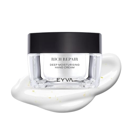 EYVA 50 ml vegane Handcreme mit Sheabutter und 22 Karat Goldflakes - Handcreme für sehr trockene Hände - Handcreme Frauen und Männer - Hand Cream mit Vitamin E - Intensiv feuchtigkeitsspendend EYVA 50 ml vegane Handcreme mit Sheabutter und 22 Karat Goldflakes - Handcreme für sehr trockene Hände - Handcreme Frauen und Männer - Hand Cream mit Vitamin E - Intensiv feuchtigkeitsspendend von EYVA
