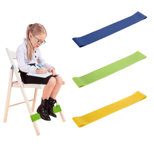 EYVRPAU 3 Stück Dehnbare Stuhlbänder für Kinder, Stuhlzappelbänder, Flexible Sitzgurte, Federnde Stressbänder, Sensorische Stuhlbänder, Passend für Kinder mit Sensorischem ADHS und Autismus von EYVRPAU