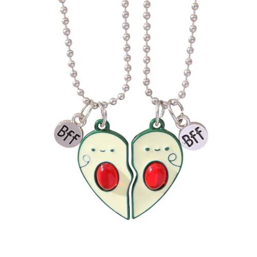 EYVRPAU Freundschaftsketten für 2 Magnetisch BFF Ketten Passende Halskette Avocado Herz Kette Beste Freunde Mädchen Schwester Geburtstag Weihnachten Brautjungfer von EYVRPAU