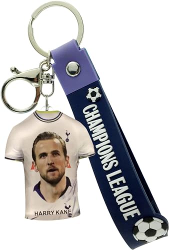 EZB Harry Kane Fußball Schlüsselanhänger | Dekorativer doppelseitiger Schlüsselanhänger Geschenkidee | Harry Kane Schlüsselanhänger, weiß, One size von EZB