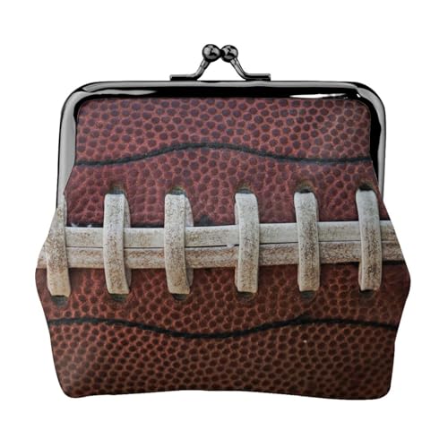 American Football Schnürsenkel-Druck, Doppelverschluss, Metallrahmen, Leder, Kussschloss, Kleingeldtasche, Geldbörse für Damen, mit Schlüssel, kleine Geldbörsen, Schwarz , Einheitsgröße von EZDLOWVBA