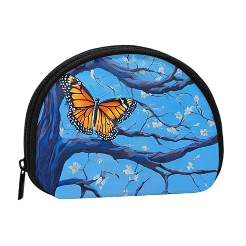 Art Blue Libelle Print Printed Mini Coin Purse with Zipper - Small Wallet for Women & Men, Compact Travel Money Organizer, Schwarz , Einheitsgröße von EZDLOWVBA