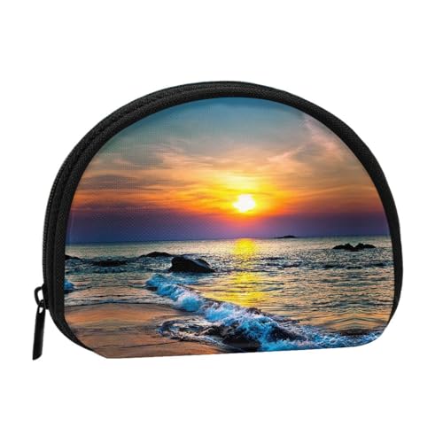 Bedruckte Mini-Münzgeldbörse mit Reißverschluss – kleine Geldbörse für Damen und Herren, kompakter Reise-Geldorganizer, Schwarz , Einheitsgröße von EZDLOWVBA