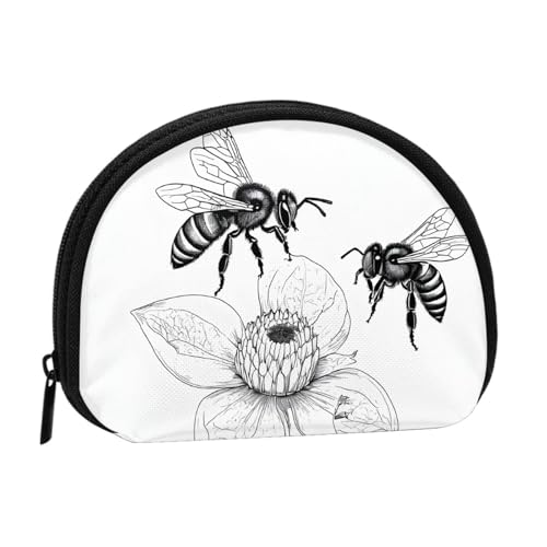 Bee Love Bedruckte Mini-Münzgeldbörse mit Reißverschluss - Kleine Geldbörse für Damen & Herren, kompakter Reisegeldorganizer, Schwarz , Einheitsgröße von EZDLOWVBA