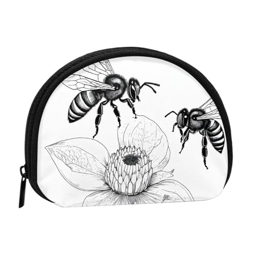 Bee Love Bedruckte Mini-Münzgeldbörse mit Reißverschluss - Kleine Geldbörse für Damen & Herren, kompakter Reisegeldorganizer, Schwarz , Einheitsgröße von EZDLOWVBA