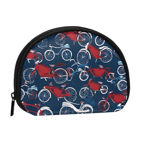 Bikes Fahrrad-Druck bedruckte Mini-Münzgeldbörse mit Reißverschluss – kleine Geldbörse für Damen und Herren, kompakter Reisegeld-Organizer, Schwarz , Einheitsgröße von EZDLOWVBA