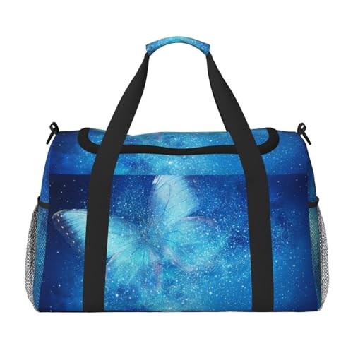 Blaue Wochenendtasche mit Sternenschmetterling-Aufdruck, Turnbeutel mit Handgepäck, Wochenendtasche, Reisetasche und Schultertasche für Reisen und Fitness Blaue Wochenendtasche mit Sternenschmetterling-Aufdruck, Turnbeutel mit Handgepäck, Wochenendtasche, Reisetasche und Schultertasche für Reisen und Fitness von EZDLOWVBA