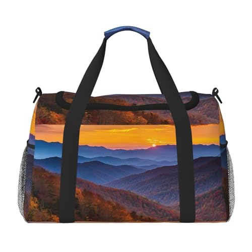 Blue Ridge Wochenendtasche mit Parkway-Aufdruck, Turnbeutel, Handgepäck, Wochenendtasche, Reisetasche und Schultertasche für Reisen, Fitness Blue Ridge Wochenendtasche mit Parkway-Aufdruck, Turnbeutel, Handgepäck, Wochenendtasche, Reisetasche und Schultertasche für Reisen, Fitness von EZDLOWVBA