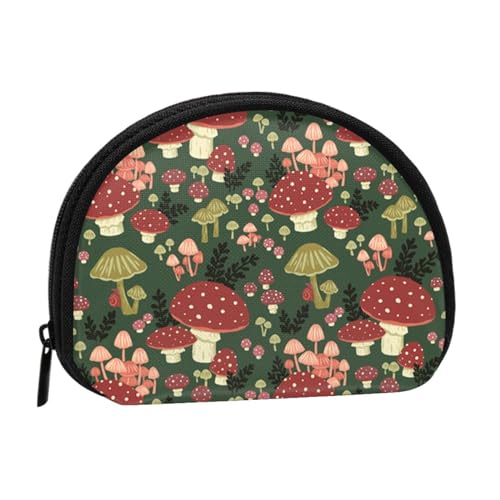 Bright Mushrooms Kunstdruck bedruckte Mini-Münzgeldbörse mit Reißverschluss – kleine Geldbörse für Damen & Herren, kompakter Reise-Geldorganizer, Schwarz , Einheitsgröße von EZDLOWVBA