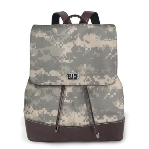 Damen-Rucksack, Armee-Digital-Tarnmuster, wasserdicht, Diebstahlschutz, leicht, PU-Leder, Nylon, Schultasche, Schultertasche, Reiserucksack, Schwarz , Einheitsgröße von EZDLOWVBA