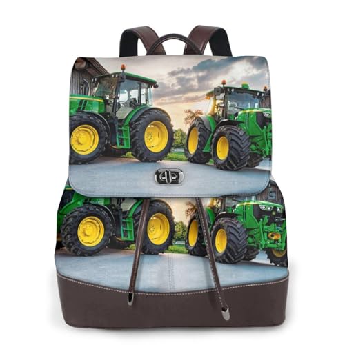 Damen-Rucksack mit Aufdruck für landwirtschaftliche Maschinen, wasserdicht, diebstahlsicher, leicht, PU-Leder, Nylon, Schule, Schultertasche, Reiserucksack, Schwarz , Einheitsgröße von EZDLOWVBA