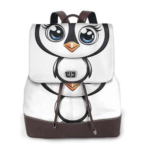Damen-Rucksack mit Aufschrift "I Love Penguins", wasserdicht, diebstahlsicher, leicht, PU-Leder, Nylon, Schule, Schultertasche, Reiserucksack, Schwarz , Einheitsgröße von EZDLOWVBA