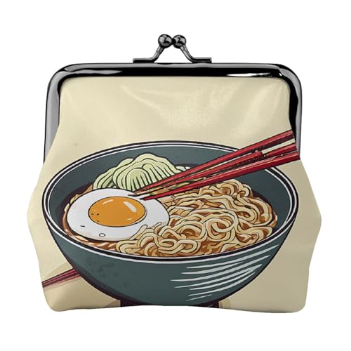 Delicious Sweet Ramen Print Double Clasp Metal Frame Leather Kiss Lock Change Pouch Wallet for Women with Keys, Small Purses, Schwarz , Einheitsgröße von EZDLOWVBA