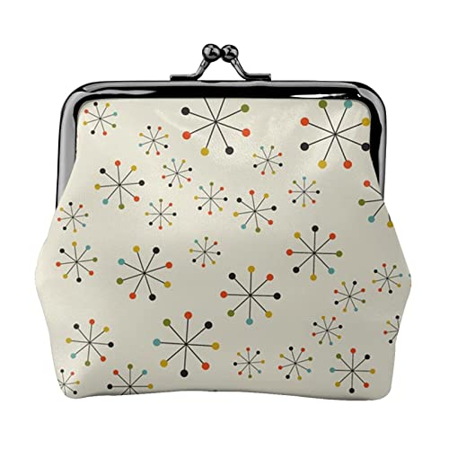 EZDLOWVBA Absctract Geometrisches Muster Weltraumdruck Doppelverschluss Metallrahmen Leder Kiss Lock Kleingeldtasche Geldbörse für Frauen mit Schlüssel, kleine Geldbörsen, Schwarz , Einheitsgröße von EZDLOWVBA