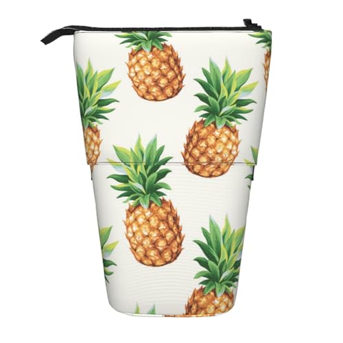 EZDLOWVBA Ananas Druck Schreibwaren Tasche für Jungen & Mädchen Ständer Bleistifthalter Reißverschluss Federmäppchen Teleskopkoffer Studenten & Büro Mittelschule von EZDLOWVBA