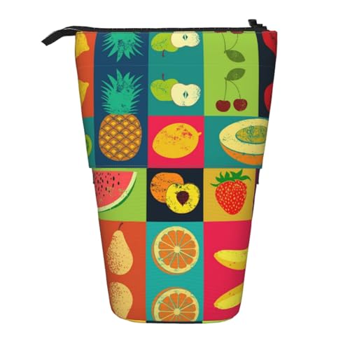 EZDLOWVBA Art Style Obst Druck Schreibwaren Tasche für Jungen & Mädchen Ständer Bleistifthalter Reißverschluss Federmäppchen Teleskopkoffer Studenten & Büro Mittelschule von EZDLOWVBA