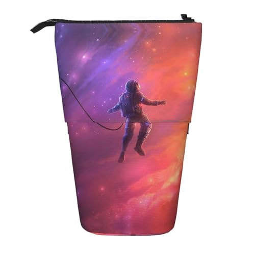 EZDLOWVBA Astronauten Druck Schreibwaren Tasche für Jungen & Mädchen, Ständer Bleistifthalter, Reißverschluss Federmäppchen, Teleskopetui, Studenten & Büro Mittelschule von EZDLOWVBA