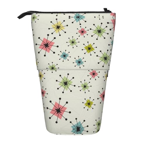 EZDLOWVBA Atomic Stars Muster Drucken Schreibwaren Tasche für Jungen & Mädchen Ständer Bleistifthalter Reißverschluss Federmäppchen Teleskopkoffer Studenten & Büro Mittelschule von EZDLOWVBA