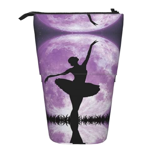EZDLOWVBA Ballerina Dance Print Schreibwaren Tasche für Jungen & Mädchen, Stand Bleistifthalter, Reißverschluss Federmäppchen, Teleskopetui, Studenten & Büro Mittelschule von EZDLOWVBA