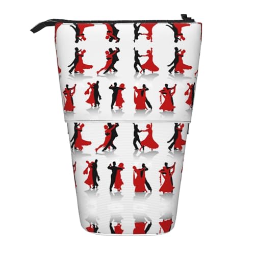 EZDLOWVBA Ballsaal Dance Print Schreibwaren Tasche für Jungen & Mädchen, Stand Bleistifthalter, Reißverschluss Federmäppchen, Teleskopetui, Studenten & Büro Mittelschule von EZDLOWVBA